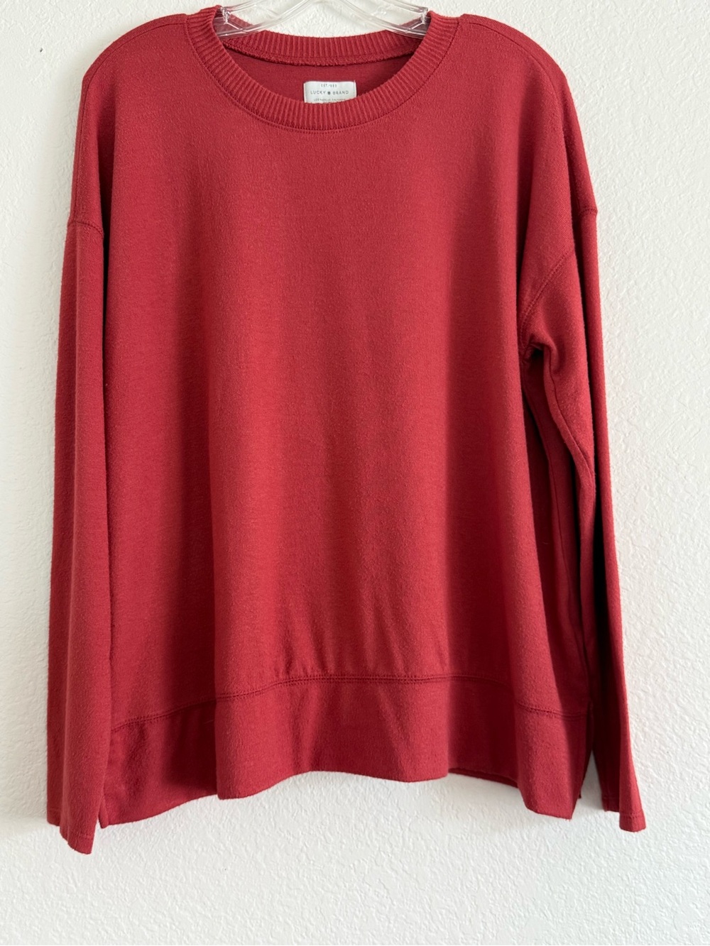 Lucky Brand Lightweight Red Crewneck Knit Shirt